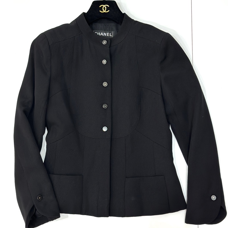CHANEL 香奈兒 黑色 立領 西外 西裝外套 夾克 外套-6
