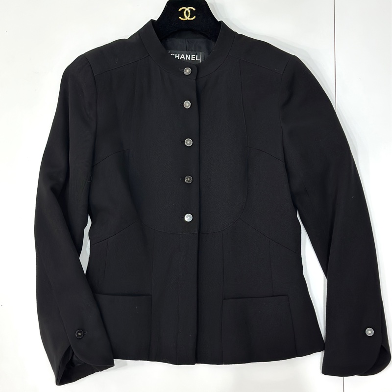 CHANEL 香奈兒 黑色 立領 西外 西裝外套 夾克 外套-7