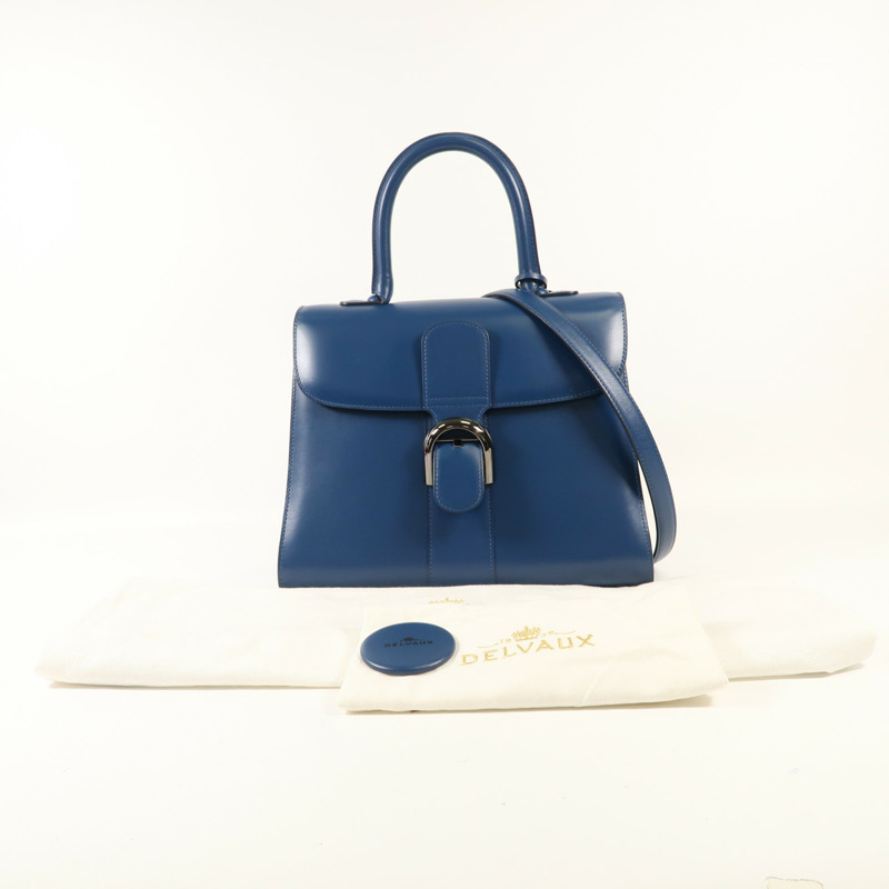 Delvaux 牛皮皮革Brillant MM銀扣手挽肩背兩用袋-9