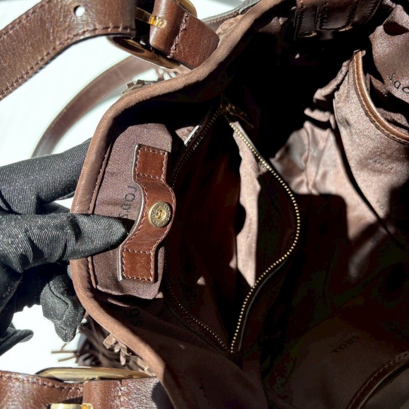 Tod's 咖啡色麂皮流蘇兩用大包-15