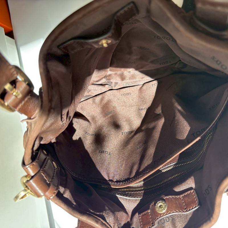 Tod's 咖啡色麂皮流蘇兩用大包-16