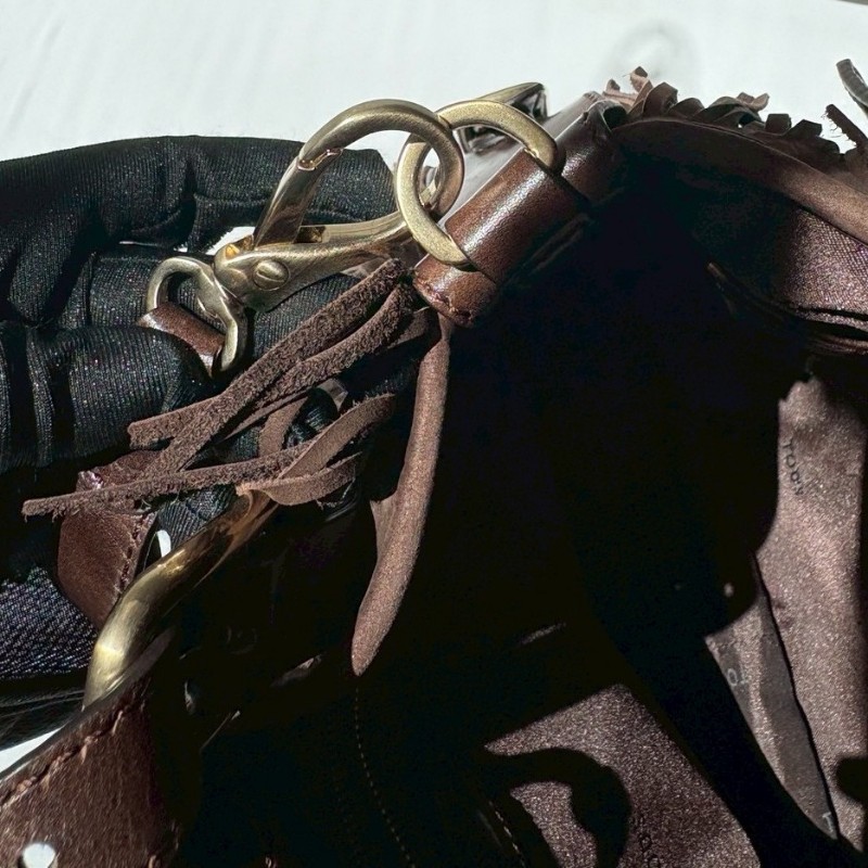 Tod's 咖啡色麂皮流蘇兩用大包-18