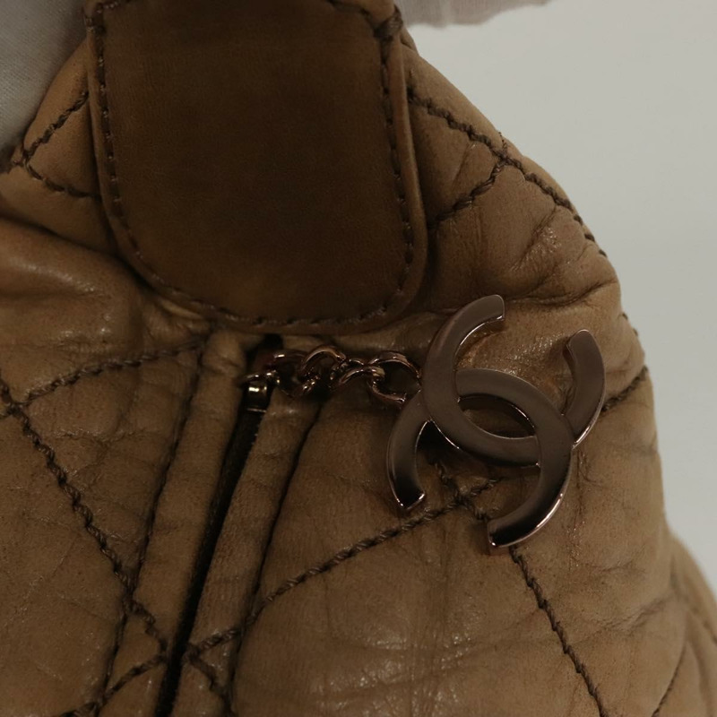 【日本直送】香奈兒 Wild Stitch 肩包 皮革 棕金色 CC 正品 yk19057-7