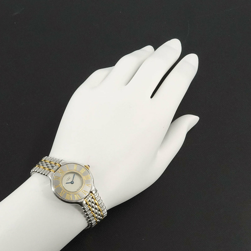 卡地亞 Must 21 Vantianne 雙色腕錶 W10051F4 女款象牙色石英-2