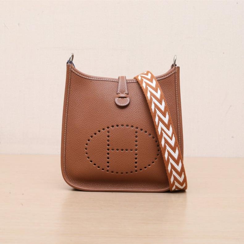 Evelyne Mini 16 37金 棕色 TC皮 D刻 銀扣-0