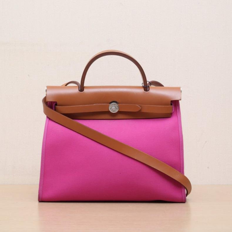 Herbag 31 L3玫瑰紫帆布/Hunter皮革 C刻 銀扣-0