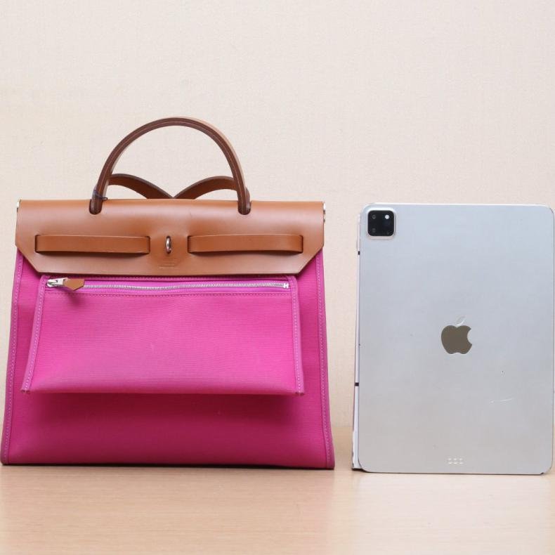 Herbag 31 L3玫瑰紫帆布/Hunter皮革 C刻 銀扣-2