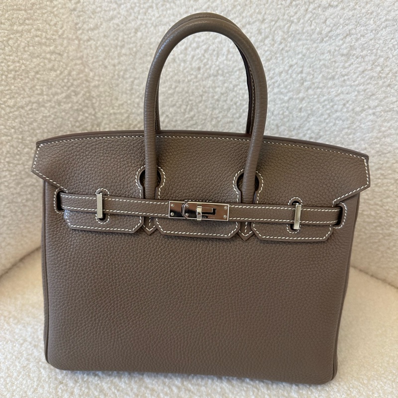 愛馬仕Birkin25大象灰銀扣Togo皮,配經典鎖鑰匙也太戳心巴了🤎-0