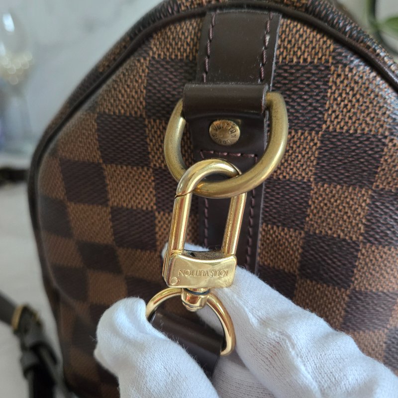 LV Speedy30cm🎀實品拍照🎀 N40590格紋 波士頓包 手提 斜背包~二手品-48