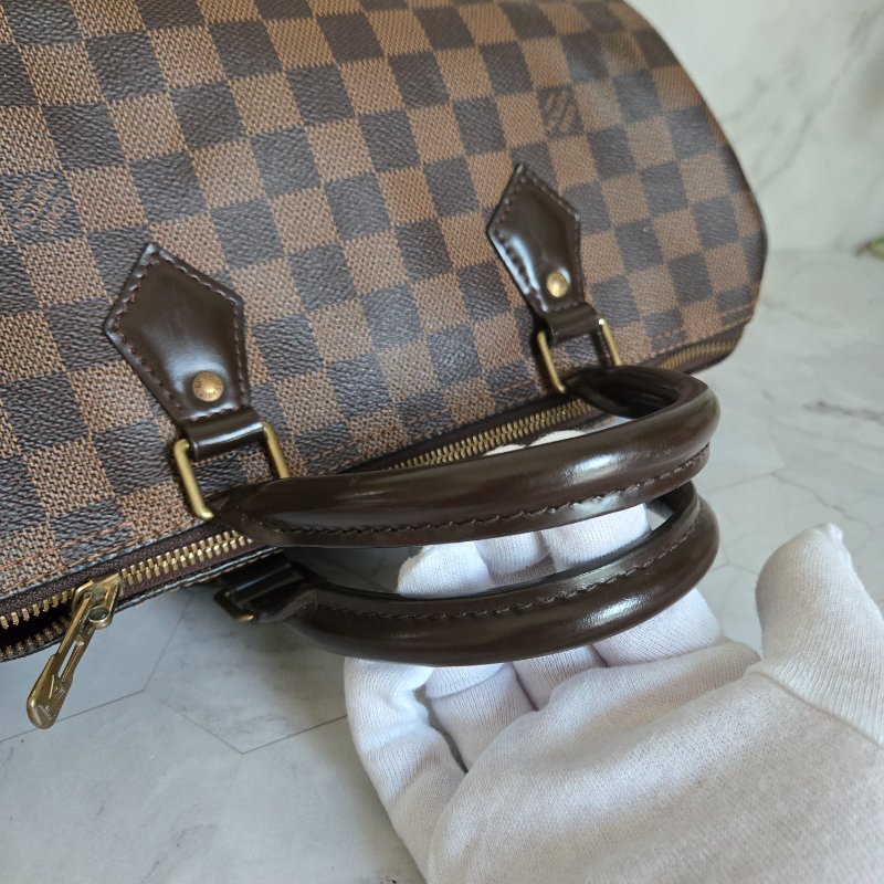 LV Speedy30cm🎀實品拍照🎀 N40590格紋 波士頓包 手提 斜背包~二手品-75