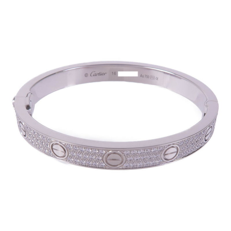CARTIER 18K白金Love Bracelet鑽石手鐲Cartier#16-0