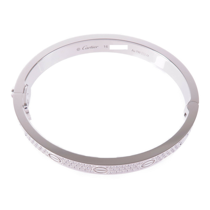 CARTIER 18K白金Love Bracelet鑽石手鐲Cartier#16-3