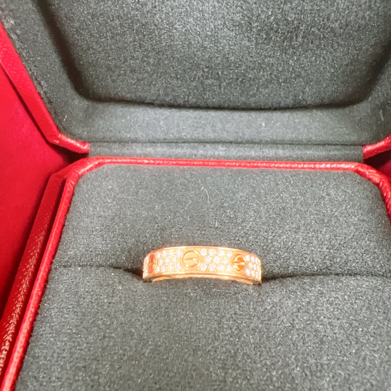 閒置 51碼 Cartier love 滿鑽 滿天星玫瑰金戒指-1