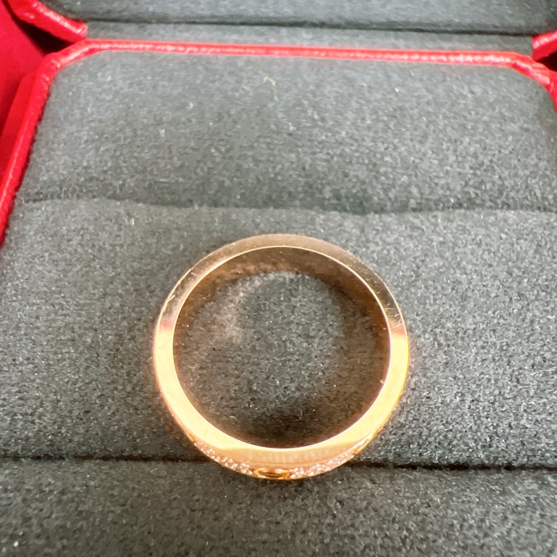 閒置 51碼 Cartier love 滿鑽 滿天星玫瑰金戒指-5