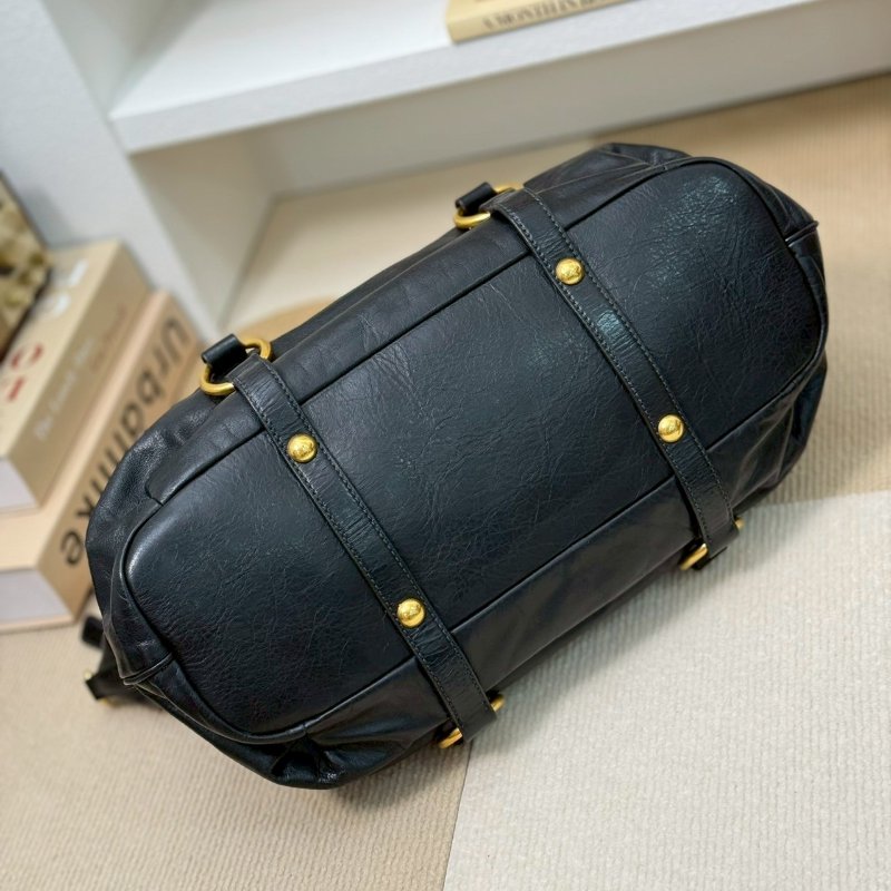 🏷️MIUMIU.黑金油蠟皮 機車包-9