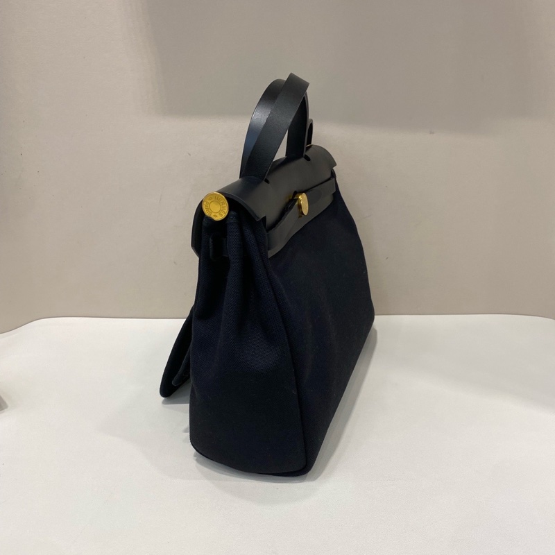 Hermes Herbag Zip31 黑色銀扣內縫手提單肩斜挎包 Z刻～（缺失鎖鑰匙）附件：塵袋 尺寸約31×25×10cm-2