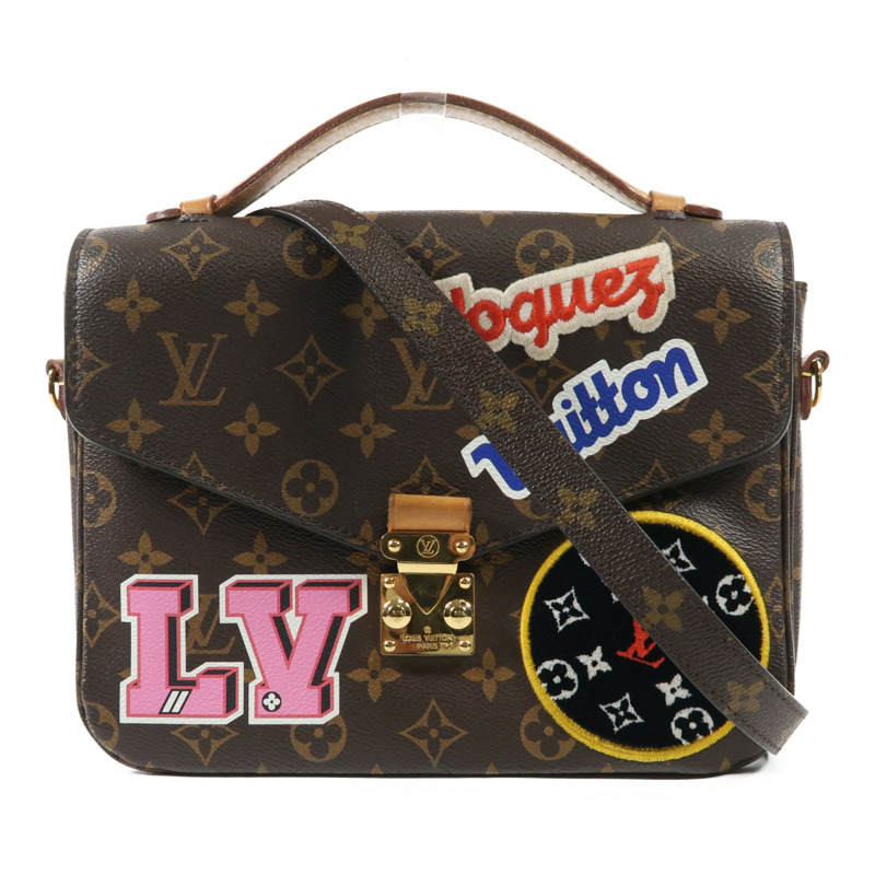 LOUIS VUITTON Monogram Patches Pochette Metis金扣手挽肩背兩用袋棕色-0
