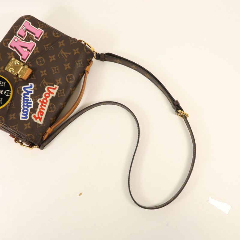 LOUIS VUITTON Monogram Patches Pochette Metis金扣手挽肩背兩用袋棕色-8
