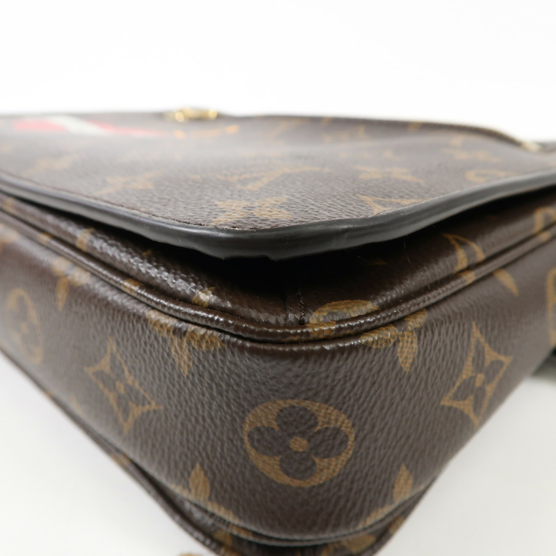 LOUIS VUITTON Monogram Patches Pochette Metis金扣手挽肩背兩用袋棕色-12