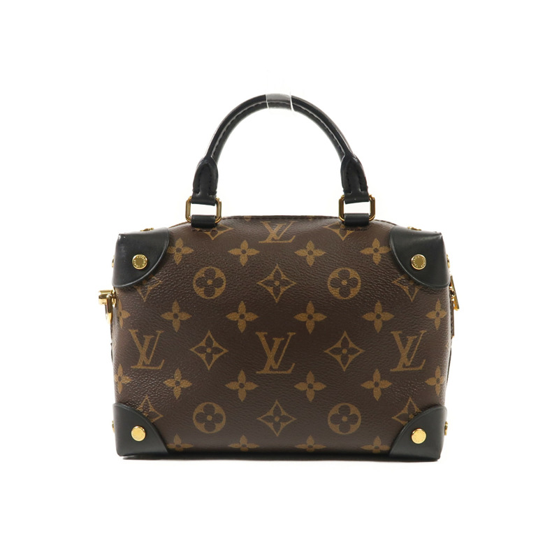 LOUIS VUITTON Monogram Petite Malle Souple金扣手挽肩背兩用袋棕色-1