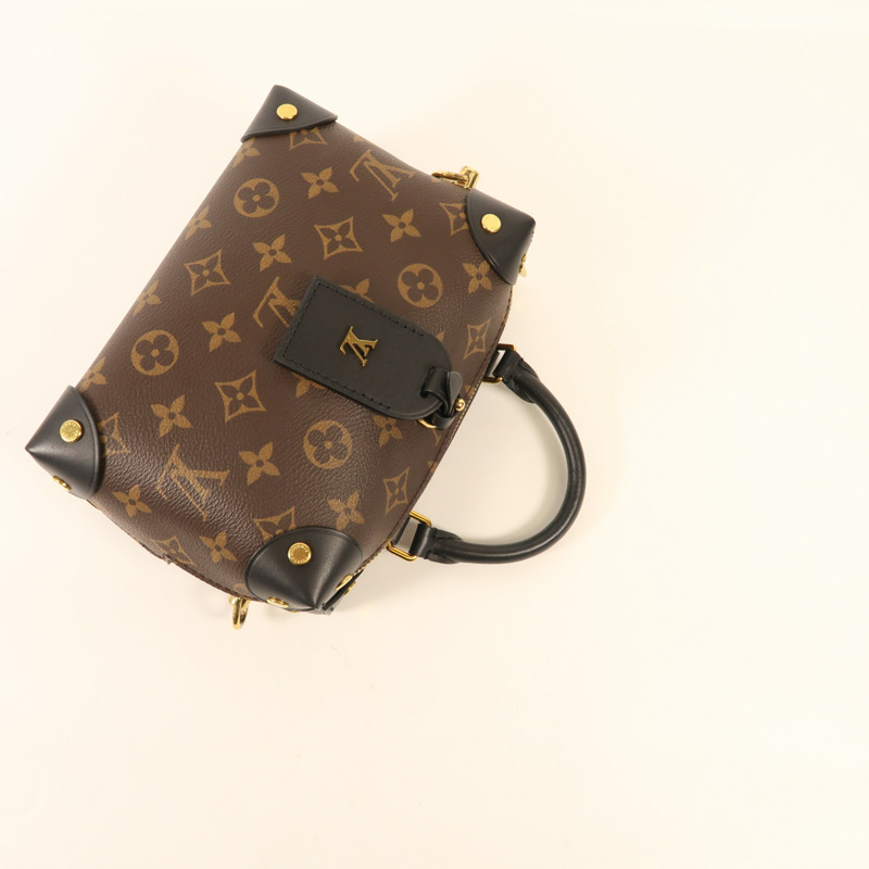 LOUIS VUITTON Monogram Petite Malle Souple金扣手挽肩背兩用袋棕色-7
