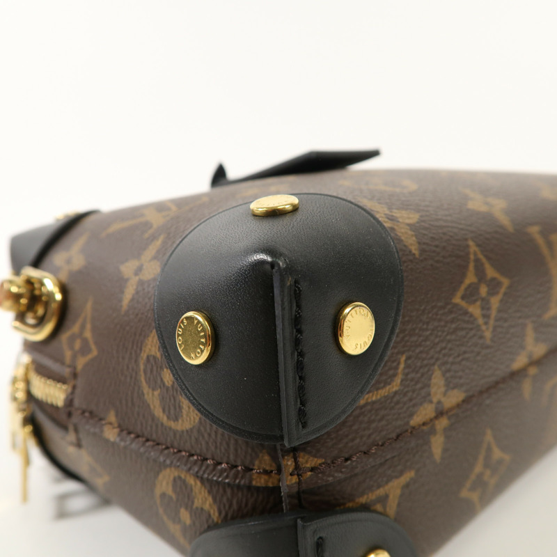 LOUIS VUITTON Monogram Petite Malle Souple金扣手挽肩背兩用袋棕色-9