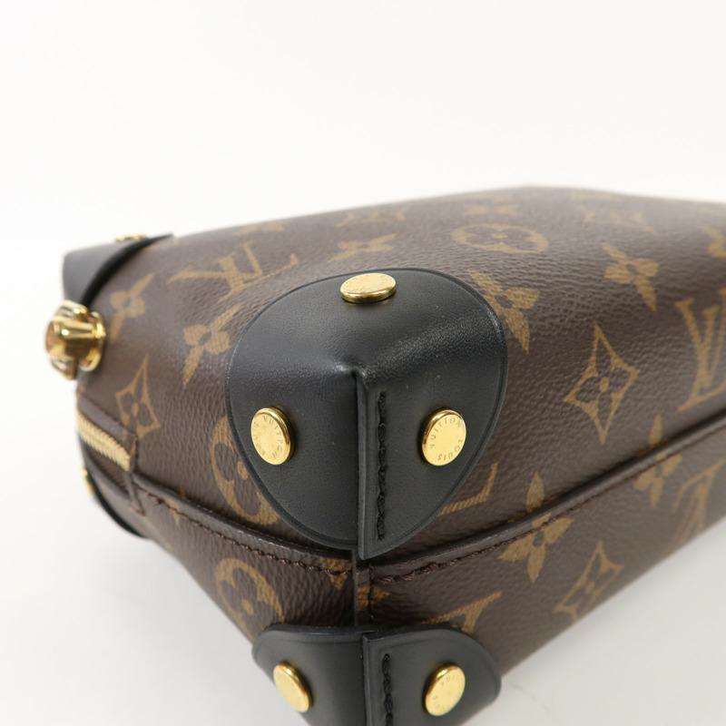 LOUIS VUITTON Monogram Petite Malle Souple金扣手挽肩背兩用袋棕色-11
