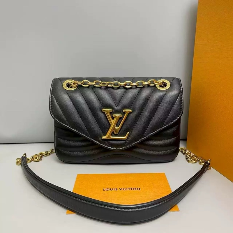 芯片款！Louis Vuitton New Wave 黑金全皮鏈條包-0