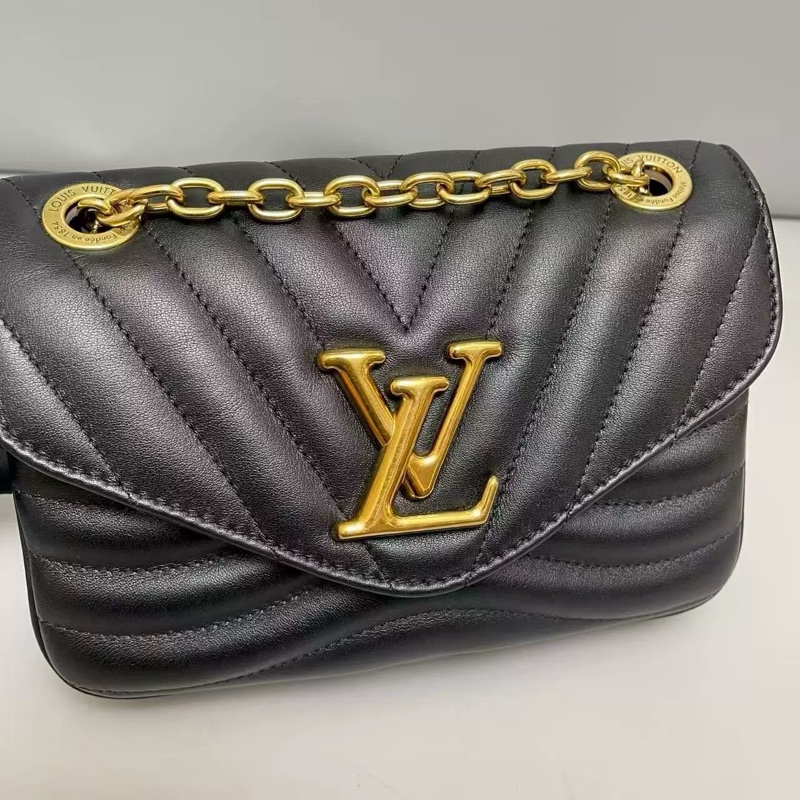 芯片款！Louis Vuitton New Wave 黑金全皮鏈條包-2
