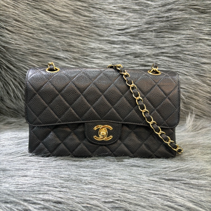 CHANEL A01113 COCO23 CF23 FLAP 黑色荔枝皮金鍊 肩背包 口蓋包 老香-0