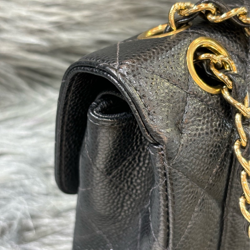 CHANEL A01113 COCO23 CF23 FLAP 黑色荔枝皮金鍊 肩背包 口蓋包 老香-20