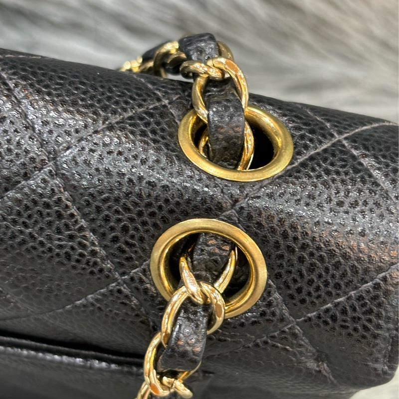 CHANEL A01113 COCO23 CF23 FLAP 黑色荔枝皮金鍊 肩背包 口蓋包 老香-23
