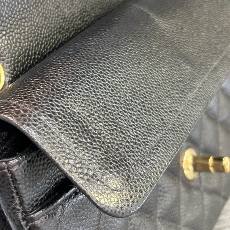 CHANEL A01113 COCO23 CF23 FLAP 黑色荔枝皮金鍊 肩背包 口蓋包 老香-32