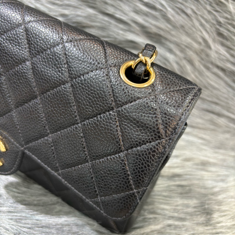 CHANEL A01113 COCO23 CF23 FLAP 黑色荔枝皮金鍊 肩背包 口蓋包 老香-36