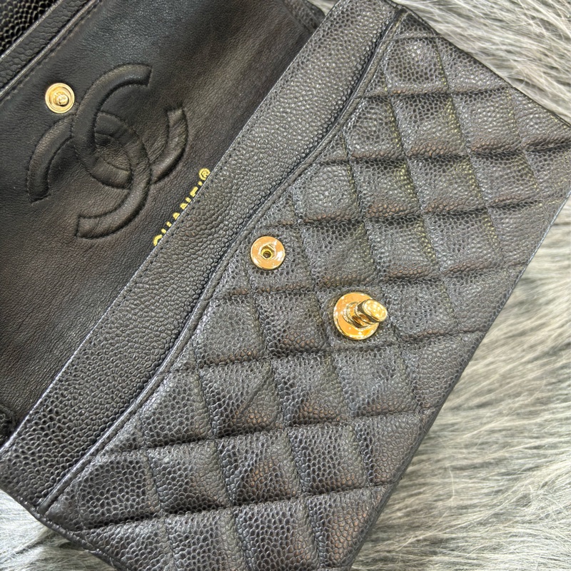 CHANEL A01113 COCO23 CF23 FLAP 黑色荔枝皮金鍊 肩背包 口蓋包 老香-41
