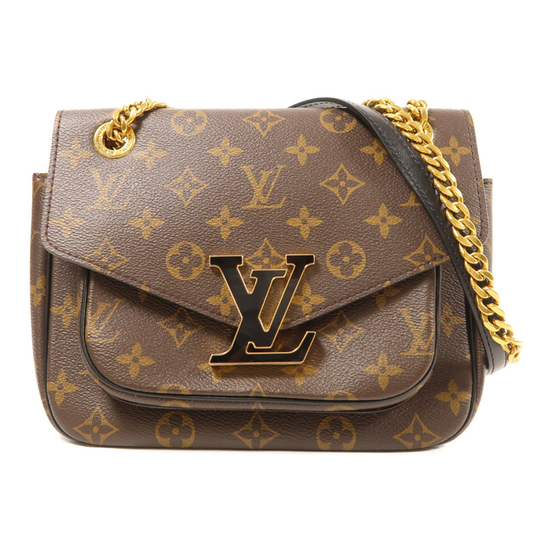 LOUIS VUITTON Monogram Passy金扣肩背袋棕色-0