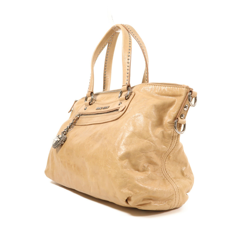 Miu Miu 牛皮皮革2 Way Shoulder Bag銀扣手挽肩背兩用袋-2