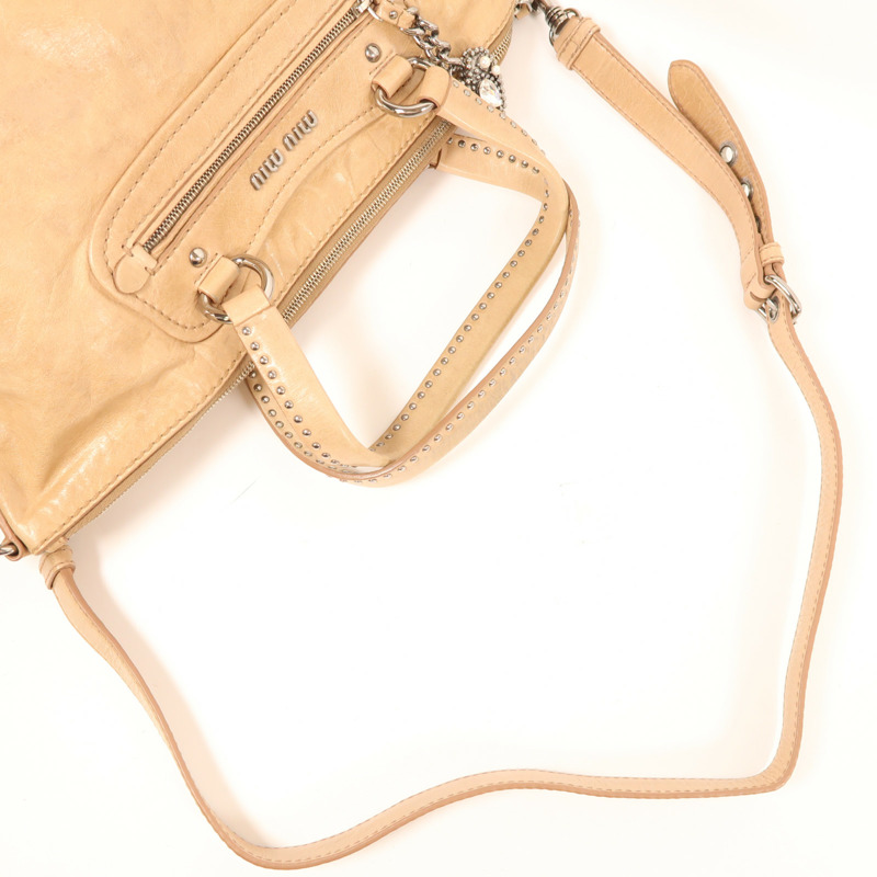 Miu Miu 牛皮皮革2 Way Shoulder Bag銀扣手挽肩背兩用袋-4
