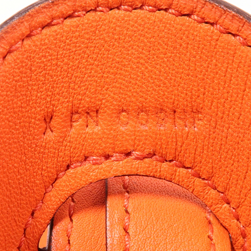 HERMES Epsom皮革Harnais Bag銀扣肩背袋Orange-11