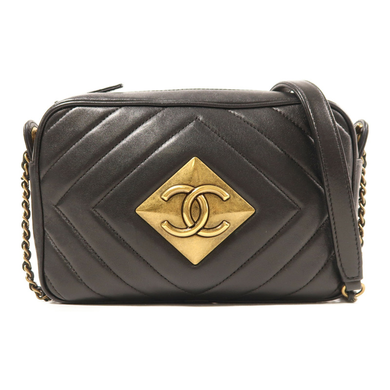 CHANEL 牛皮皮革Chain Shoulder Bag金扣鏈帶肩背袋-0