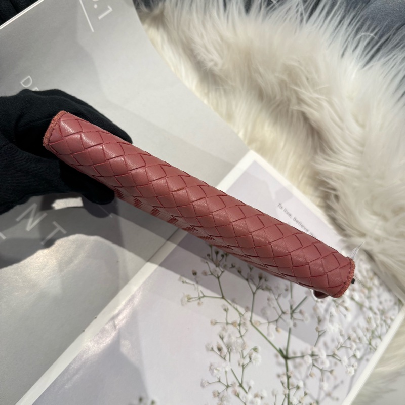 BV 小編織豆沙粉長夾 拉鏈長夾-1