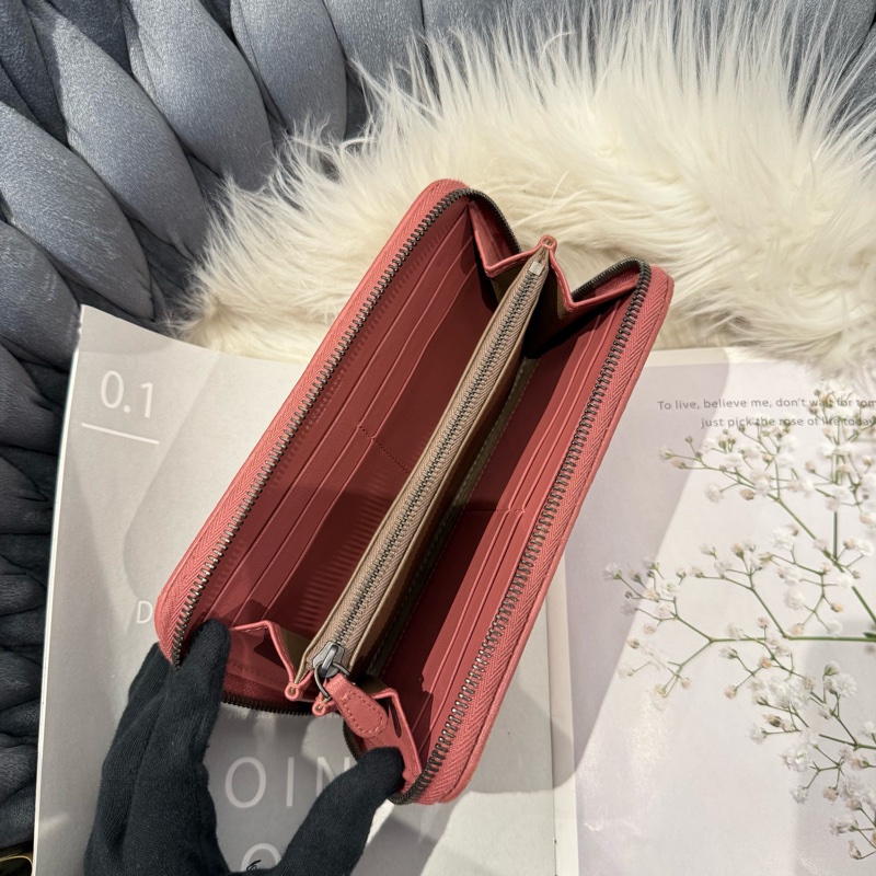 BV 小編織豆沙粉長夾 拉鏈長夾-4