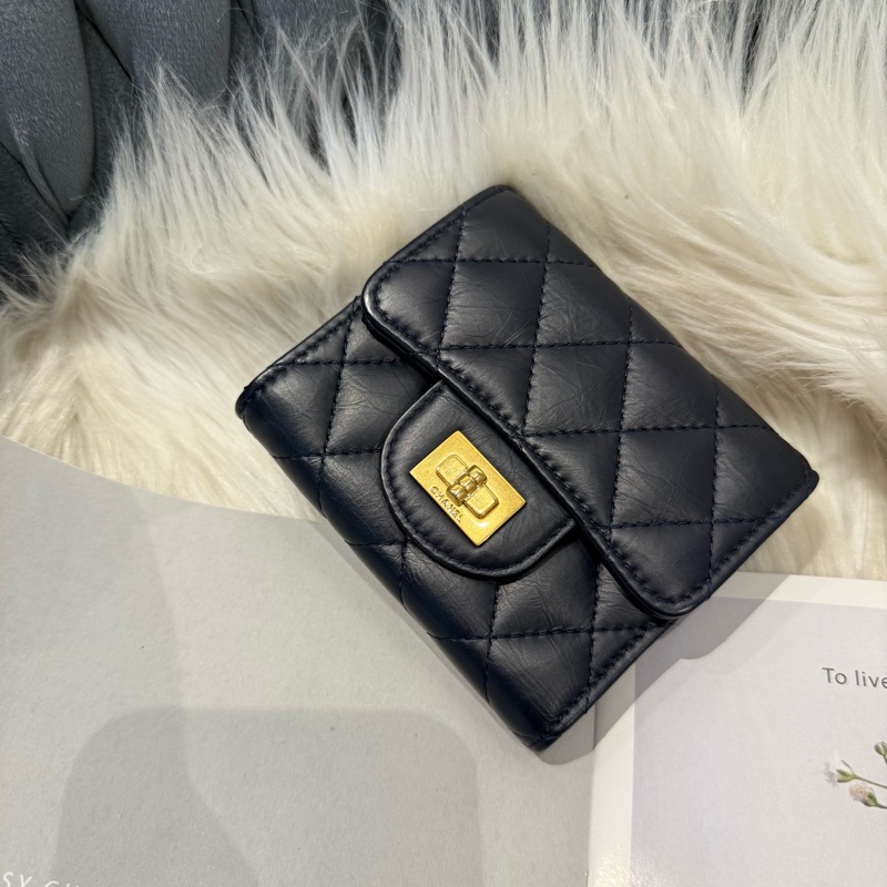 香奈兒 深藍 2.55三折短夾-0