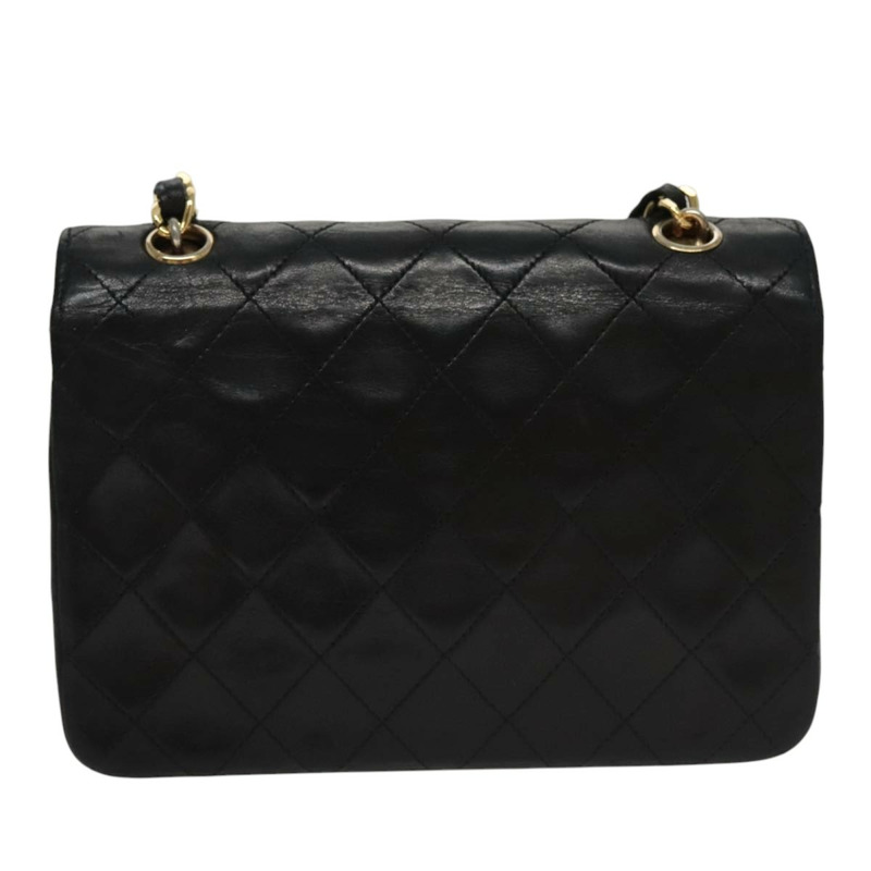 【日本直送】香奈兒鏈絎縫單肩包小羊皮黑金 CC 正品 PP133-1