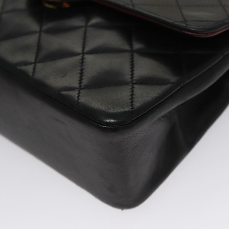 【日本直送】香奈兒鏈絎縫單肩包小羊皮黑金 CC 正品 PP133-13