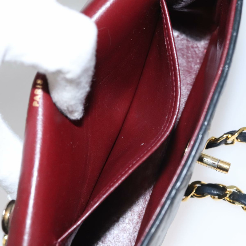 【日本直送】香奈兒鏈絎縫單肩包小羊皮黑金 CC 正品 PP133-20