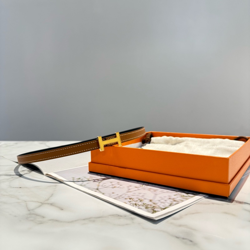 全新 愛馬仕H皮帶 焦糖色 金棕-0