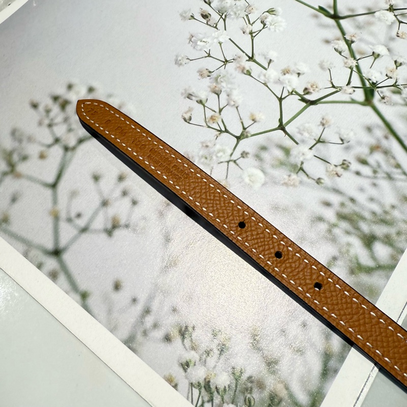 全新 愛馬仕H皮帶 焦糖色 金棕-3