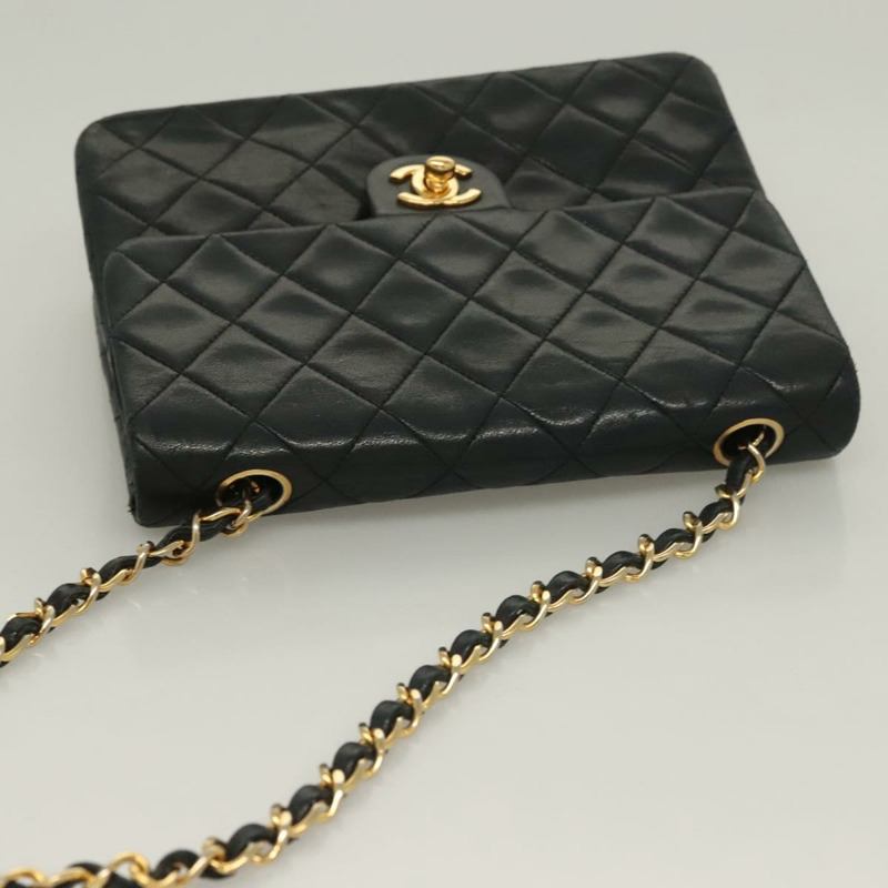 【日本直送】香奈兒 Matelasse 鏈條單肩包 小羊皮 黑金 CC 正品 PP771-5