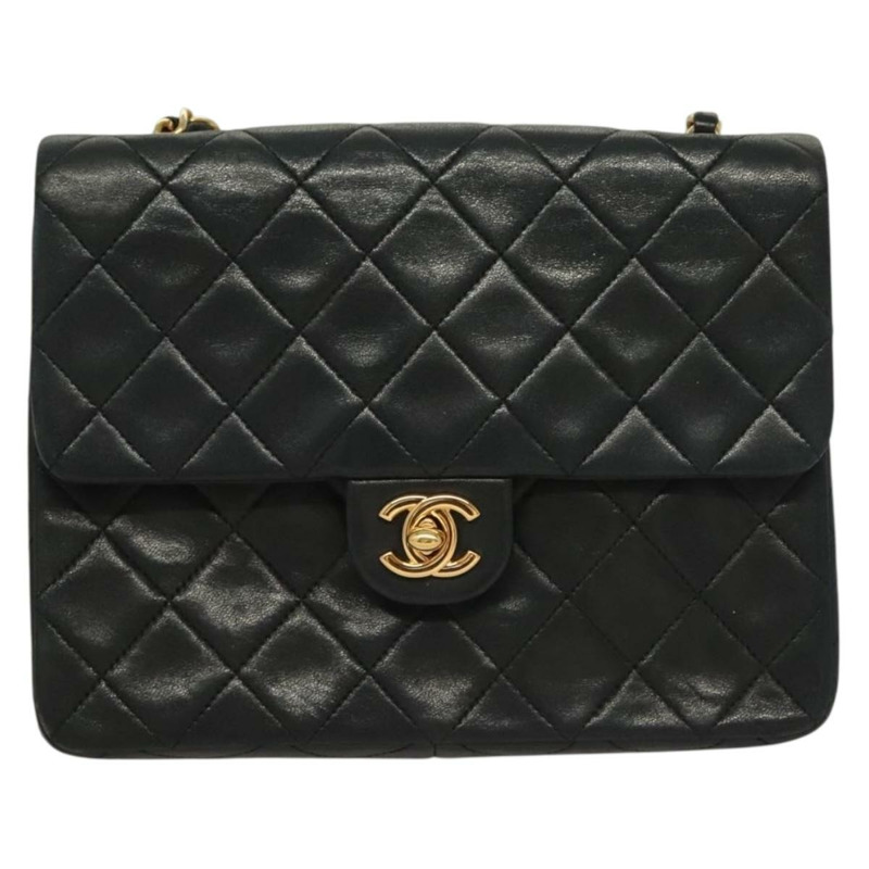 【日本直送】香奈兒 Matelasse 鏈條單肩包 小羊皮 黑金 CC 正品 PP771-12